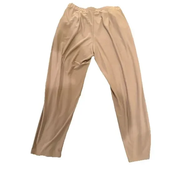 Leith-Womens Pull On Pant-Front Pleat Pockets Lightweight-Dark Taupe-Size L - Picture 9 of 14